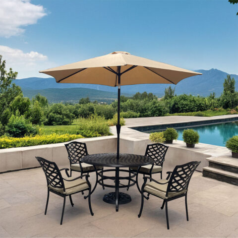 Outdoor umbrella and dining set
